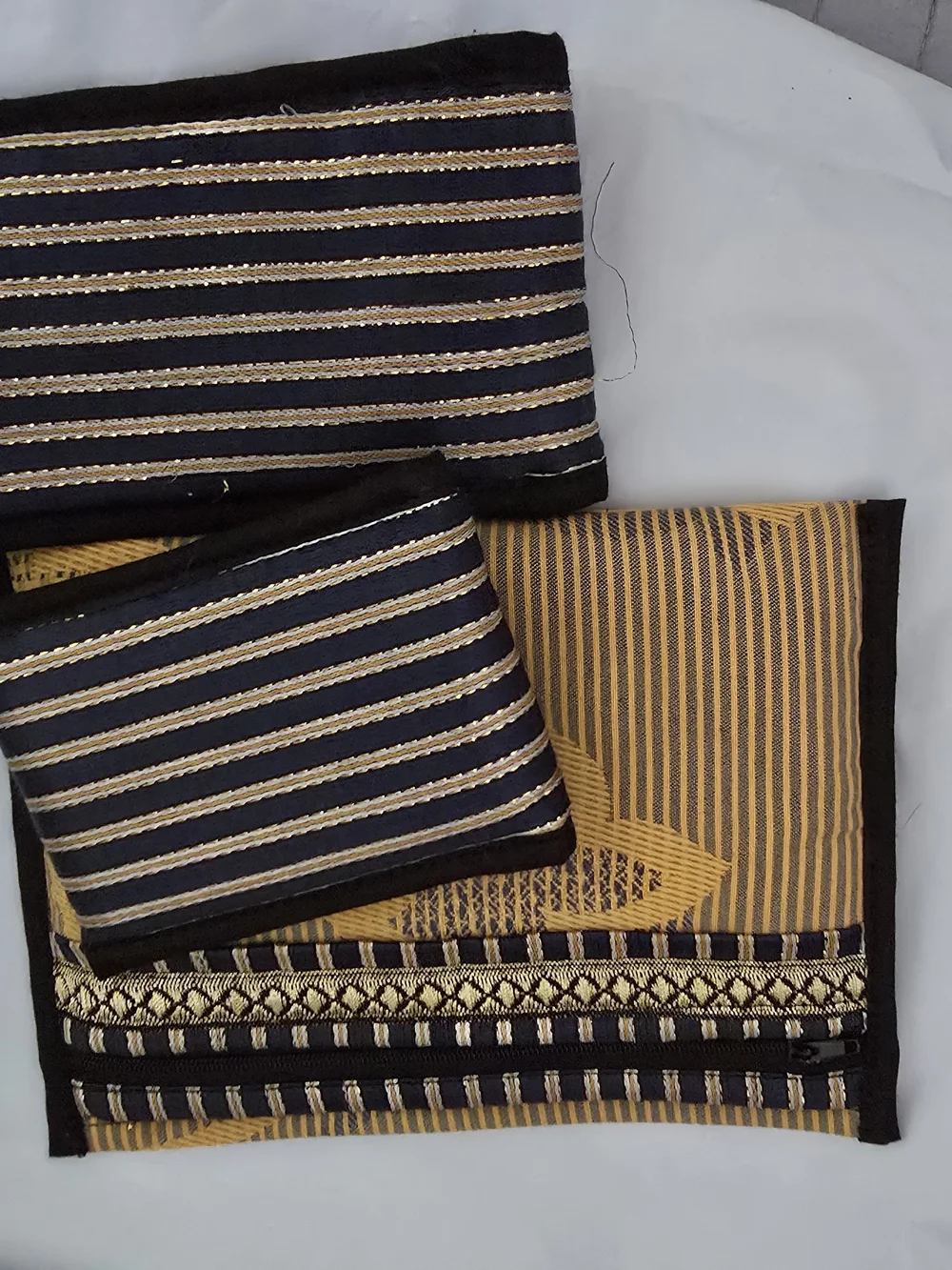 Black and Gold Striped Fabric Panel Set